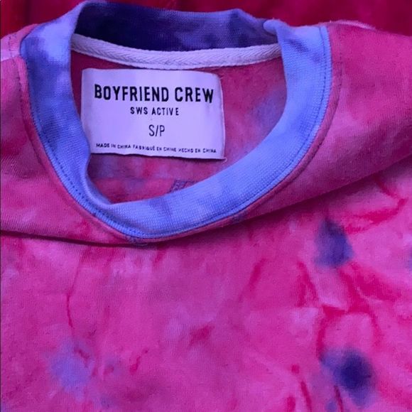 Boyfriend Womens Crewneck Tie-dye Pink Blue Purple White Sweatshirt Hoodie - Picture 2 of 2